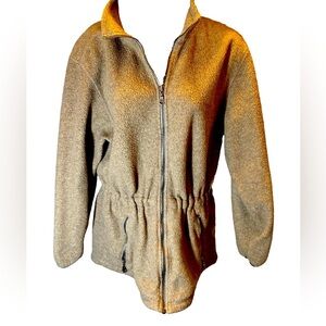 Eddie Bauer Vintage 90s fleece Women's Brown Zip-Up Jacket with inner drawstring